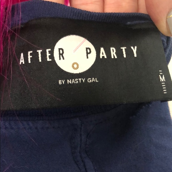 Nasty Gal After Party distressed blue T-shirt medium - Picture 6 of 6